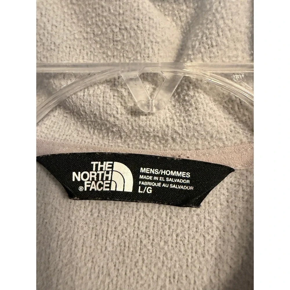 The North Face Full Zip Hoodie Mens Large Gray Excellent Orange Trim Fleece